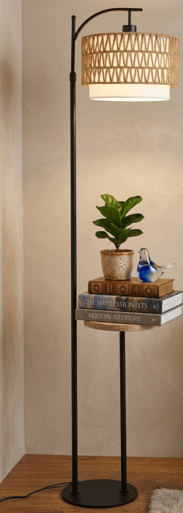 arc floor lamp with table shelf small space living room lighting side table lamp with plant decor