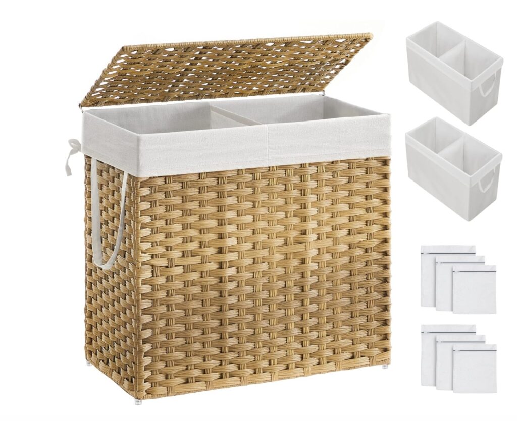 wicker laundry basket with lid and removable liner small laundry room storage solution