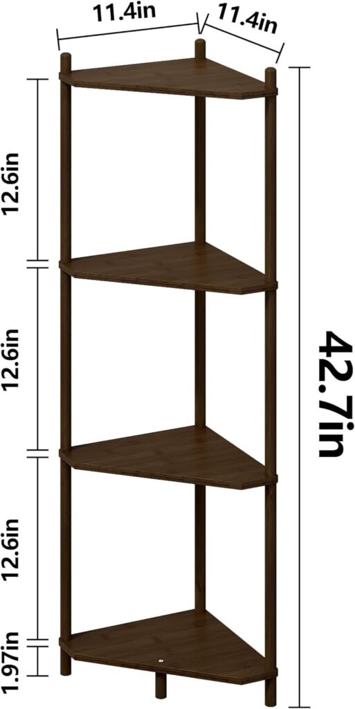 4 tier bamboo corner shelf for small bathroom storage vertical organization solution for reducing countertop clutter